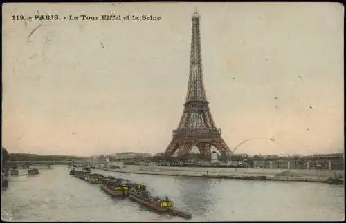 CPA Paris La Tour Eiffel et la Seine - Eiffelturm 1905