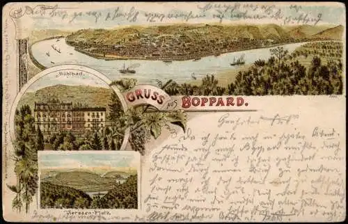 Ansichtskarte Litho AK Boppard Mühlbad, Stadt - Gruss aus 1898