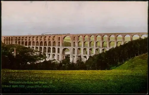 Ansichtskarte Netzschkau (Vogtland) Göltzschtalbrücke - Color Fotokarte 1927