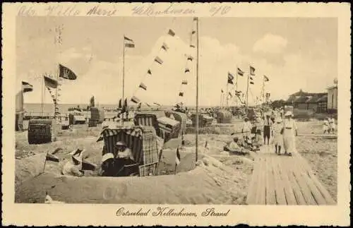 Ansichtskarte Kellenhusen (Ostsee) Strandleben Strandkörbe 1913