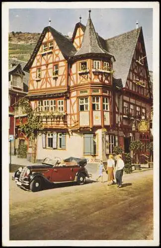 Bacharach alter Mercedes vor Historische Gaststätte Altes Haus 1950