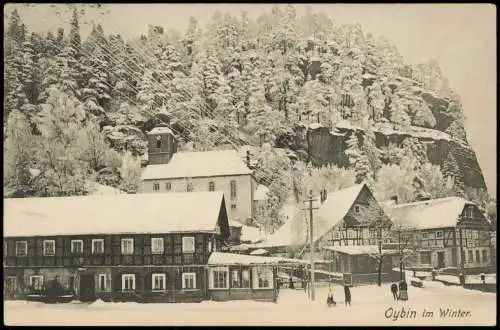 Ansichtskarte Oybin Berg Oybin im Winter 1908   gelaufen ab Stempel ZITTAU