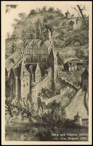 Ansichtskarte Oybin Burg und Kloster Oybin vor dem Brande 1577 1930