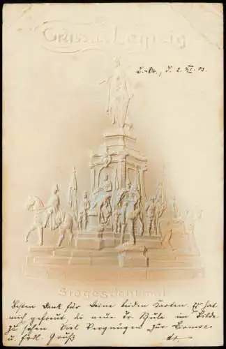 Ansichtskarte Leipzig Siegesdenkmal 1903 Prägekarte