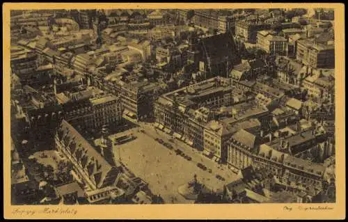 Leipzig Luftbild, Marktplatz vom Flugzeug aus, Orig. Fliegeraufnahme 1945