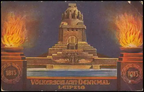 Ansichtskarte Leipzig Völkerschlachtdenkmal 1913  mit Sonderstempel  Weihe