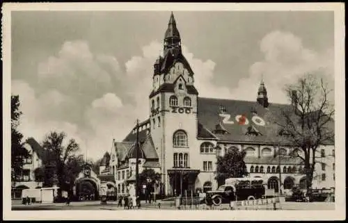 Ansichtskarte Leipzig Zoo mit Kongreßhalle zur DDR-Zeit 1956