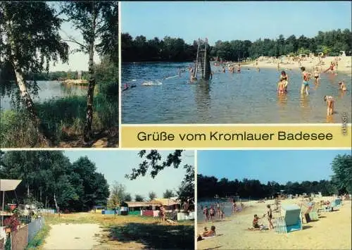 Kromlau Gablenz (Oberlausitz)  Blick zum See, Strand, Campingplatz 1988