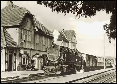 Ansichtskarte  Harzquerbahn Bahnhof Elend Dampflokomotive 1982