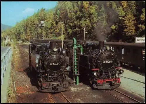 Dampflokomotive Schmalspurlokomotiven im Bahnhof Kurort Kipsdorf 1986