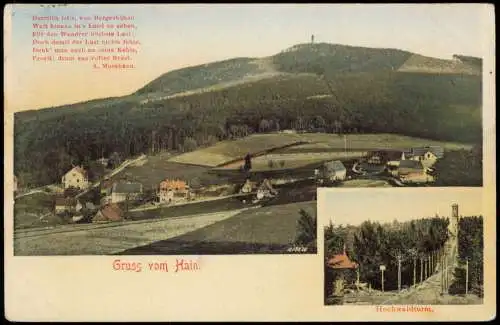 Ansichtskarte Hain-Oybin Panorama-Ansicht mit Hochwaldturm 1915/1906