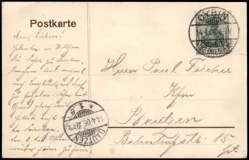 Ansichtskarte Oybin Bergkirche 1906   gelaufen nach BAUTZEN  Ankunftsstempel