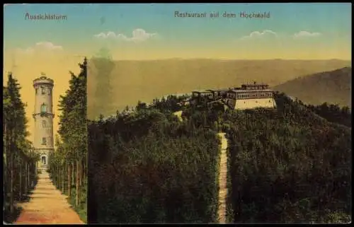 Ansichtskarte Oybin Aussichtsturm Restaurant auf dem Hochwald (Hvozd) 1911