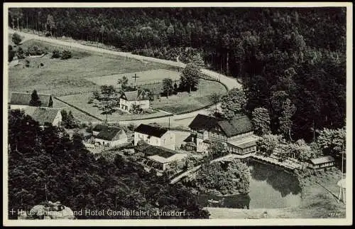 Jonsdorf Panorama-Ansicht mit Haus Chicago und Hotel Gondelfahrt 1939