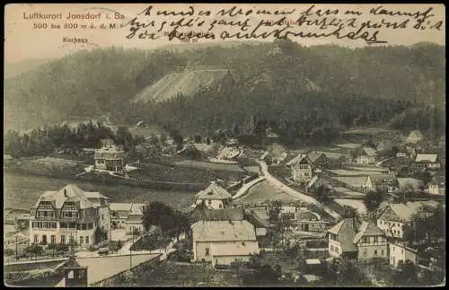 Ansichtskarte Jonsdorf Panorama-Ansicht, Ortsansicht, Blick zum Kurhaus 1913