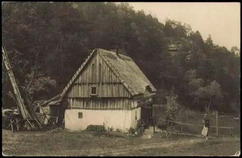 Ansichtskarte Jonsdorf Ortsansicht mit Gehöft 1920