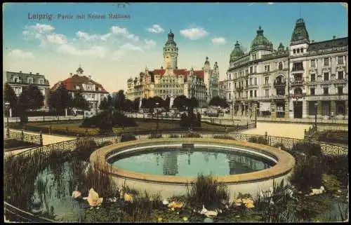 Ansichtskarte Leipzig Partie mit Neuem Rathaus 1914 Feldpoststempel