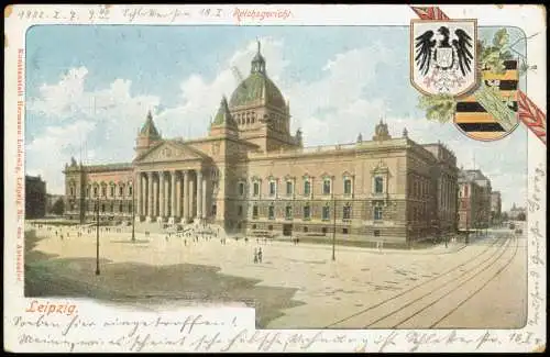 Ansichtskarte Leipzig  Reichsgericht 1902   gelaufen RATHENOW (Ankunftsstempel)