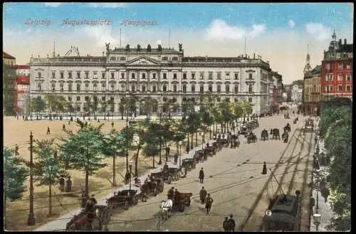 Ansichtskarte Leipzig Augustusplatz Hauptpost 1910