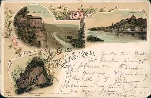 Litho AK Kastel-Staadt Gruss aus Klause Kastel Saarburg 3 Bild 1897