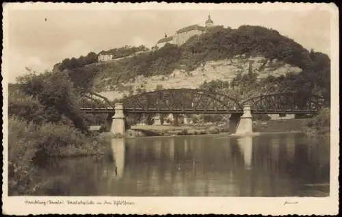 Ansichtskarte Naumburg (Saale) Brücke und Schloß - Fotokarte 1938