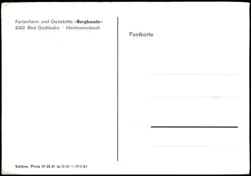 Bad Gottleuba-Berggießhübel Künstlerkarte Ferienheim Gaststätte Bergbaude 1983