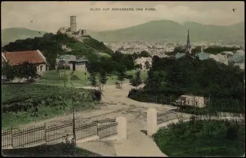 Ansichtskarte Bad Godesberg-Bonn Straßenpartie und Blick auf Godesberg 1914