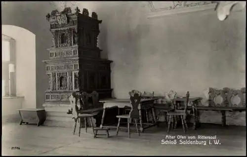 Ansichtskarte Saldenburg Lk Freyung-Grafenau Alter Ofen vom Rittersaal 1930