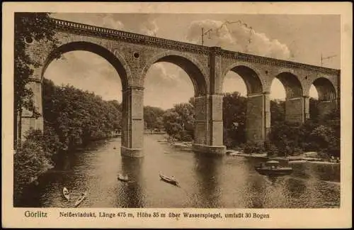 Ansichtskarte Görlitz Zgorzelec Neisseviadukt Boote Oberlausitz 1926