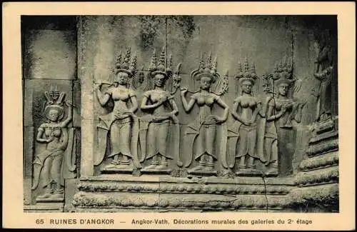 Siem Reap Angkor Wat Khmer អង្គរវត្ Décorations murales des galeries  1928