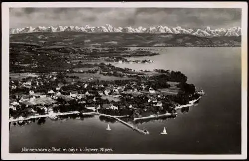 Ansichtskarte Nonnenhorn (Bodensee) Luftbild m. bayr. u. österr. Alpen. 1930