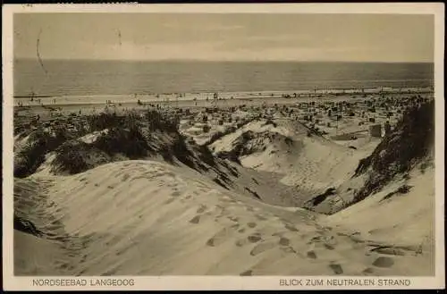 Ansichtskarte Langeoog Blick zum neutralen Strand 1927