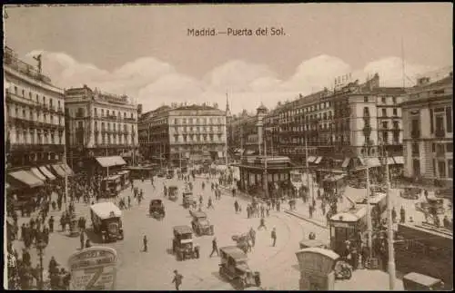 Postales Madrid Puerta del Sol - Verkehr 1919