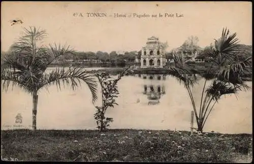 Postcard Haiphong Hải Phòng Hanoi Pagodon sur le Petit Lac TONKIN 1916