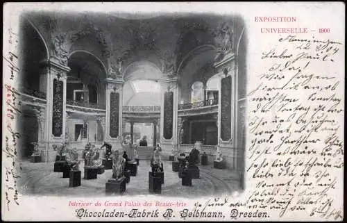 Paris EXPO Interieur Grand Palais Werbe AK Fabrik Selbmann Dresden 1900