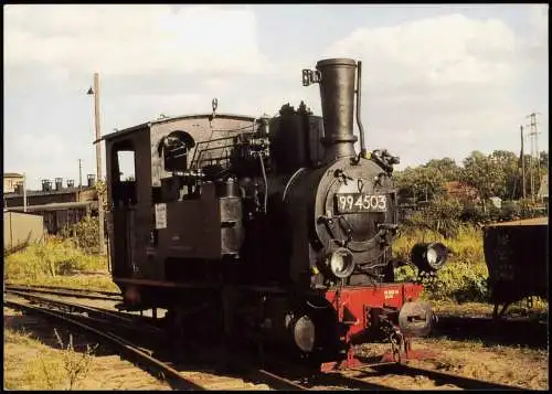 Dampflokomotive Prignitzer Schmalspurbahn auf dem Perleberger Klein-Bahnhof 1980