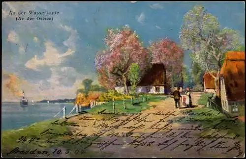 .Mecklenburg-Vorpommern Künstlerkarte Ostsee Baltic Sea An der Wasserkante 1904