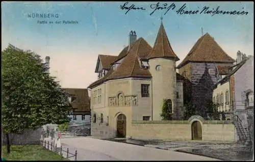 Ansichtskarte Nürnberg Straßen Partie an der Poliklinik color Ansicht 1908