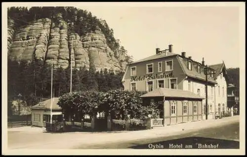 Ansichtskarte Oybin Hotel-Bahnhof. Oberlausitz 1930