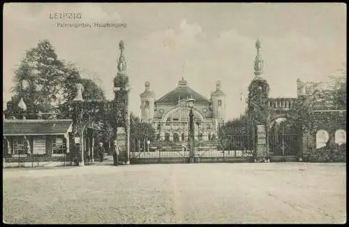 Ansichtskarte Leipzig Palmengarten, Haupteingang 1906