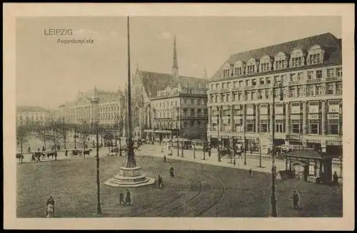 Ansichtskarte Leipzig Augustusplatz Straßenbahn 1926