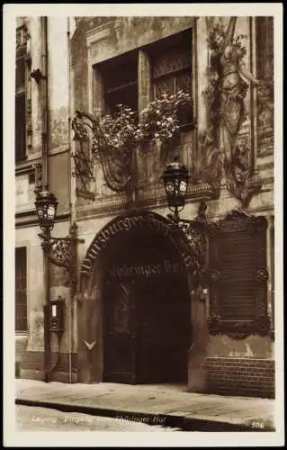 Ansichtskarte Leipzig Eingang zum Thüringer Hof 1937