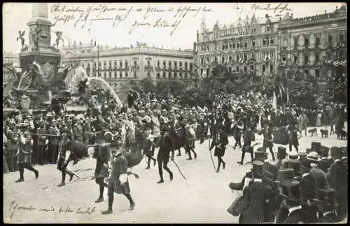 Ansichtskarte Leipzig Augustusplatz Festumzug Universität Leipzig 1909