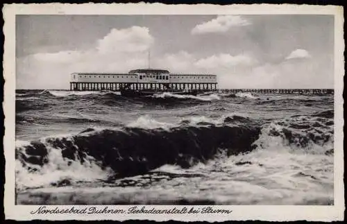 Ansichtskarte Duhnen-Cuxhaven Nordsee Seebadeanstalt bei Sturm 1938