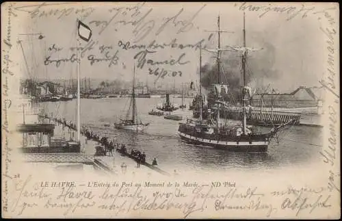 CPA Le Havre Hafen Port Segelschiff 1902