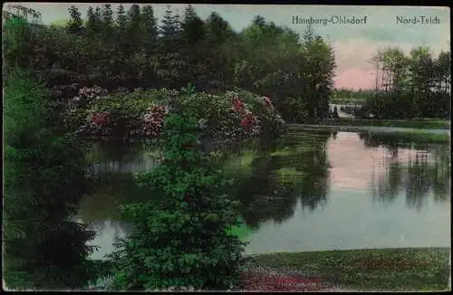 Ansichtskarte Ohlsdorf-Hamburg Nord-Teich 1908