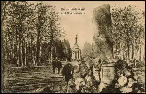 Hiddesen Detmold Hermannsdenkmal und Bismarckstein 1915  gel. Feldpost Wk1