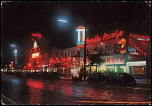 St. Pauli-Hamburg Reeperbahn Bar Lokale Moulin Rouge bei Nacht 1961