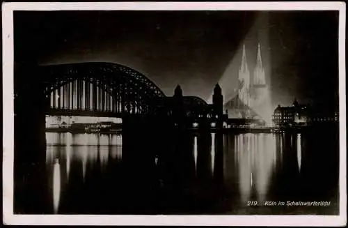 Foto Ansichtskarte Köln im Scheinwerferlicht 1936