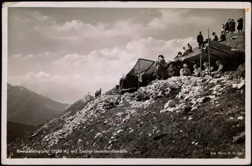 Ansichtskarte Mittenwald Brunnsteingipfel mit Tiroler Unterkunftshütte 1936